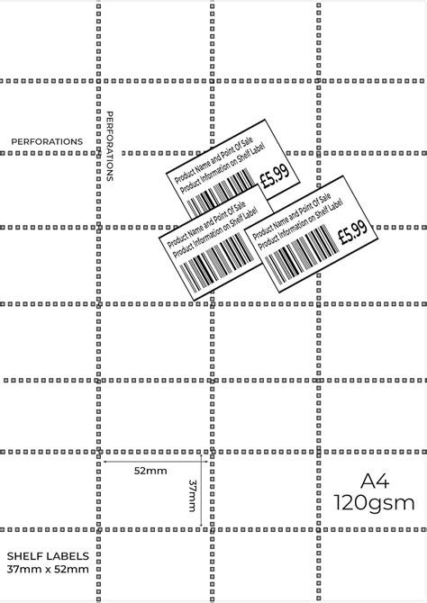 Shelf Edge Labels 37mm x 52mm – 32 / Sheet – 12 Sheets - BigaMart