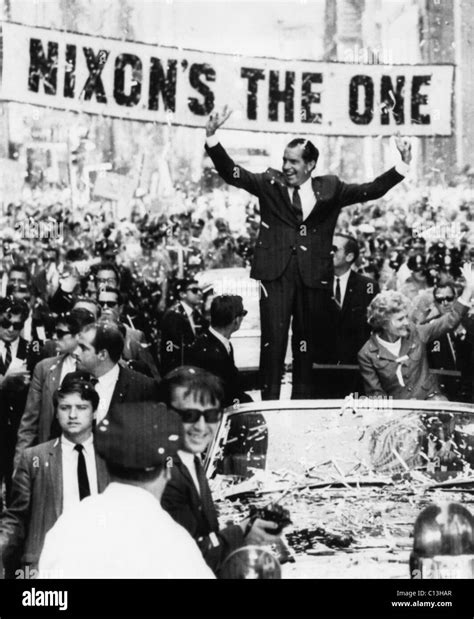 Richard Nixon. US Presidential candidate (and future US President) Richard Nixon, at a ticker ...