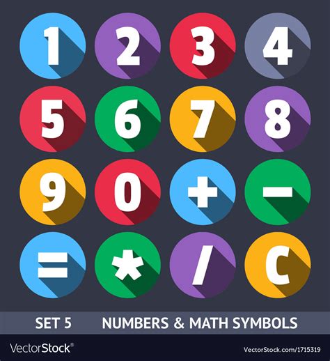 Numbers and mathematical symbols icons with long Vector Image