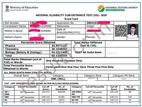 NEET UG Result 2023 Download Score Card Cut Off Link