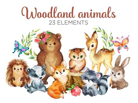 Watercolor Woodland Animals Clipart Forest Animals Clip Art image 0 | Animal clipart, Woodland ...