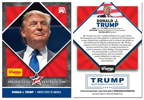 DONALD TRUMP Trading Card 3 2016 Presidential Candidate GOP Make ...