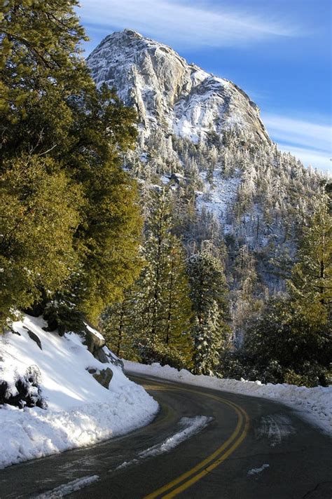 Mountain Road with Snow stock image. Image of trees, road - 17705953