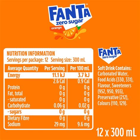 Fanta Orange Zero Sugar Soft Drink Bottles 300ml X 12 Pack | Woolworths