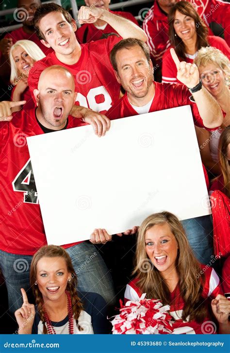 Fans: Holding A Blank Sign At Game Stock Photo - Image: 45393680