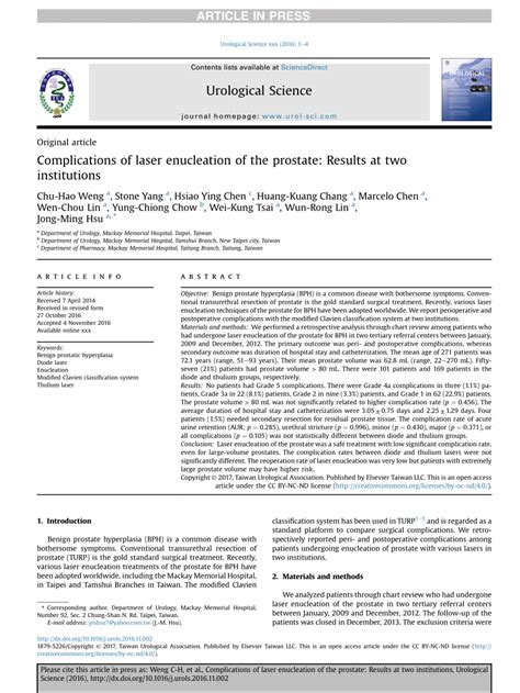 (PDF) Complications of laser enucleation of the prostate: Results at two institutions