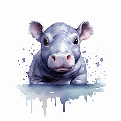 Premium AI Image | There is a watercolor painting of a baby cow with a big nose generative ai