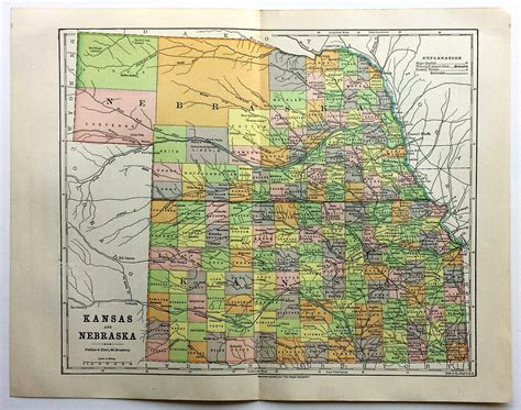 1882 Map of Kansas and Nebraska