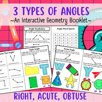 3 Types of Angles: Right, Acute, and Obtuse by The Handout Factory