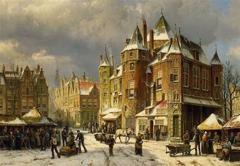 Barend Cornelis Koekkoek - De Waag op de Nieuwmarkt, Amsterdam | Dutch ...