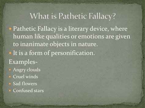 What Is Pathetic Fallacy Examples - slideshare