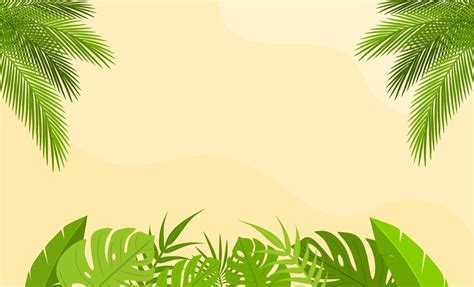 Tropical leaves background vector design. Summer leaves flat ...