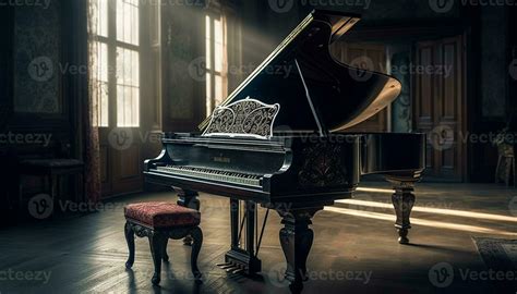 Old pianist playing majestic classical music on grand piano indoors generated by AI 25081570 ...