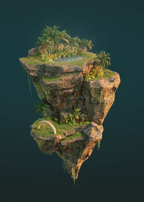 Floating Island Concept Art Landscape