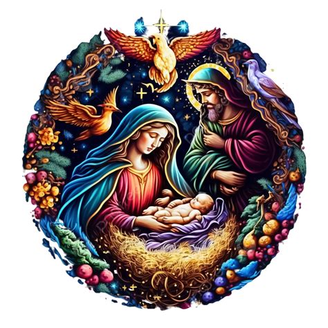 Colorful Christmas Holy Family Artwork Birth Of Jesus Christ, Jesus ...