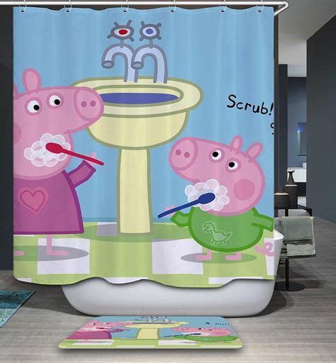 Morning Teeth Brushing Pig Shower Curtain Cartoon Bath Decor | Baby dolls for kids, Bath decor ...