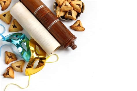 Premium Photo | The scroll of esther and purim festival objects