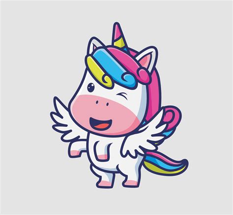 cute baby unicorn girl get a wings. cartoon animal nature concept ...