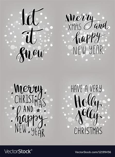 Set of hand calligraphic winter holidays quotes Vector Image