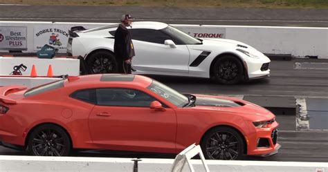 Watch A Corvette C7 Z06 Take On A Camaro ZL1 In Quarter-Mile Action