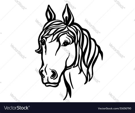 Horse head silhouette printable file farm Vector Image