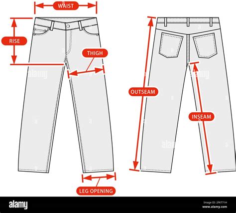 Clothing size chart vector illustration ( Slim denim pants Stock Vector ...