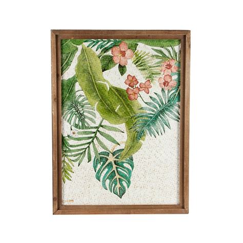 Tropical Leaves Framed Metal Wall Art Print, No.2, 80cm