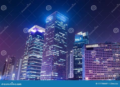 Night view in Lujiazui stock image. Image of business - 177786687