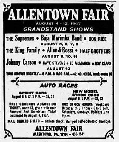 an old newspaper advertisement for the allentown fair, with information ...