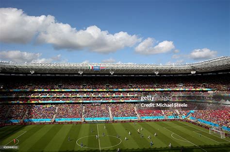 A general view of the stadium during the 2014 FIFA World Cup Brazil ...