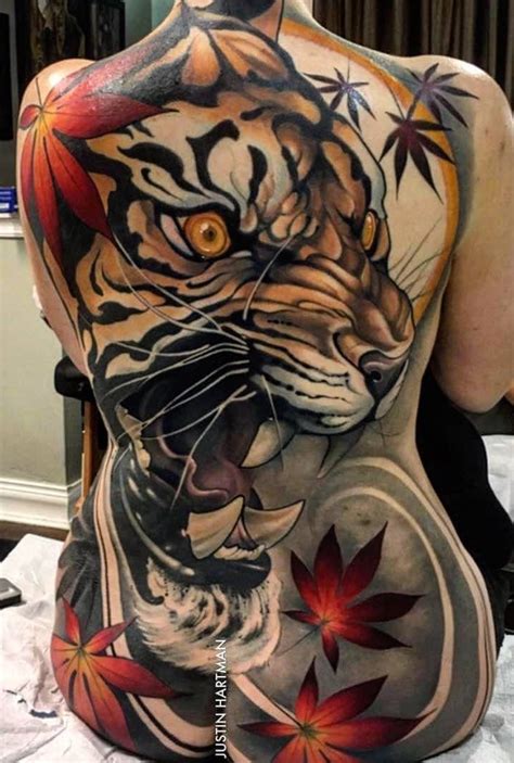 Tiger back piece tattoo design Inspirations: Nature Animals of Land Tattoos Japanese | Back ...