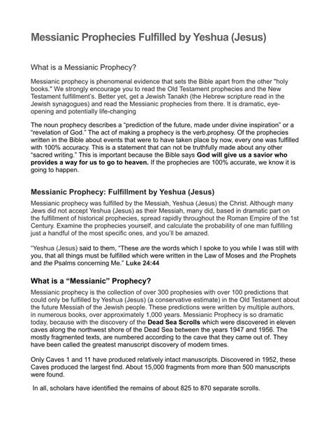 (PDF) Messianic Prophecies Fulfilled by Yeshua (Jesus) - DOKUMEN.TIPS