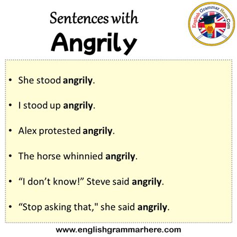 Sentences with Angrily, Angrily in a Sentence in English, Sentences For ...