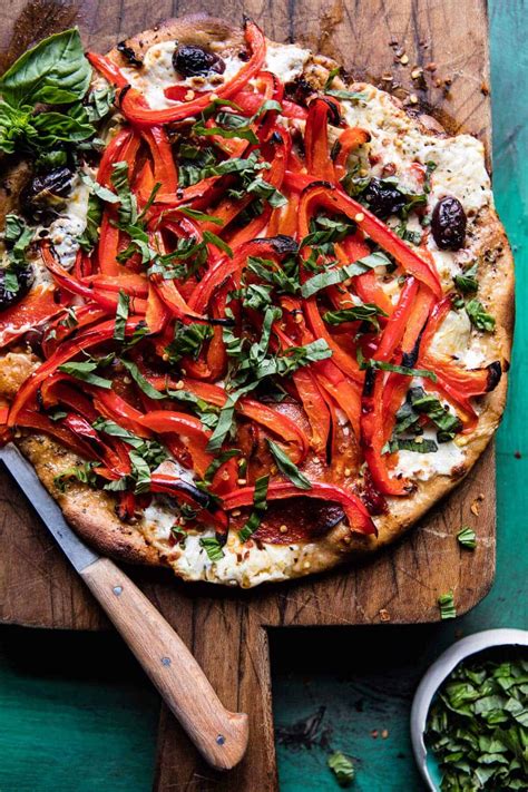 Mediterranean Roasted Red Pepper Pizza. - Half Baked Harvest