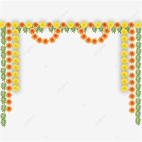 Marigold flower decoration hd transparent marigold flower wreath ...