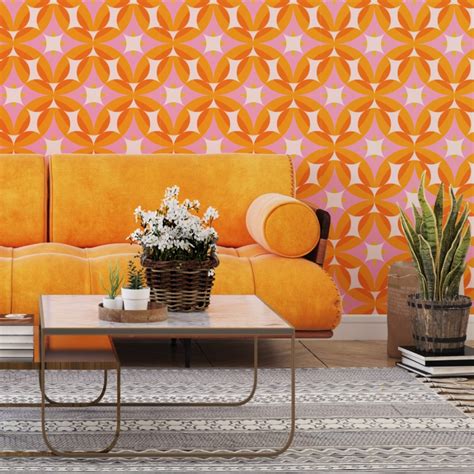 Orange Retro Geometric Wallpaper - The Wallberry