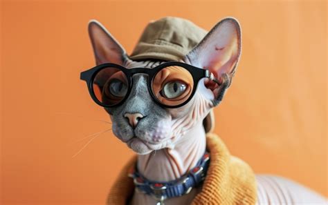 Premium Photo | Sphynx cat with sunglasses on a professional background