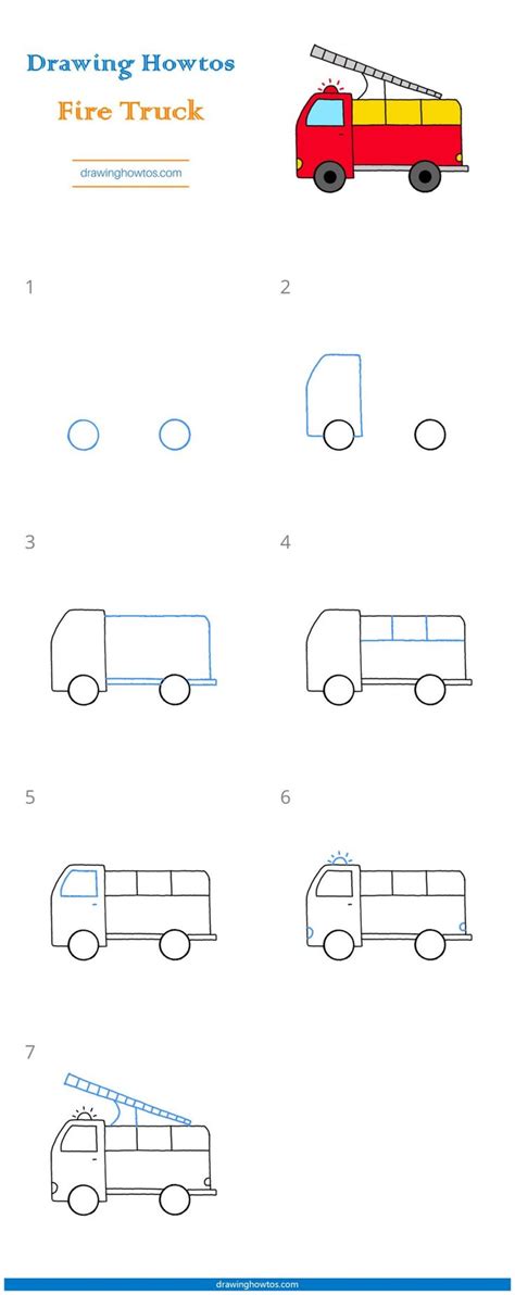 How to Draw a Fire Truck - Step by Step Easy Drawing Guides - Drawing Howtos in 2023 | Easy ...