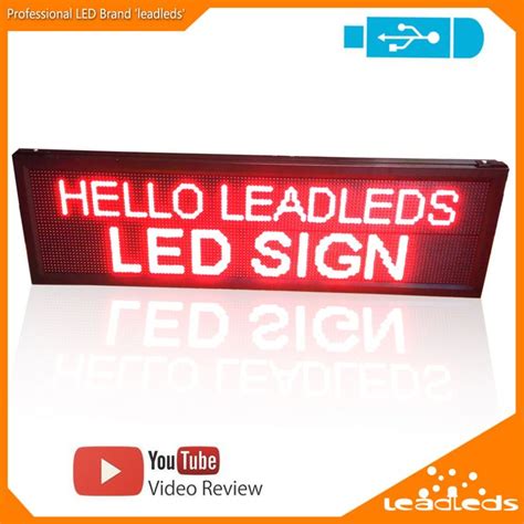 LEADLEDS LED Display USB Programmable Red Scrolling Message Information ...