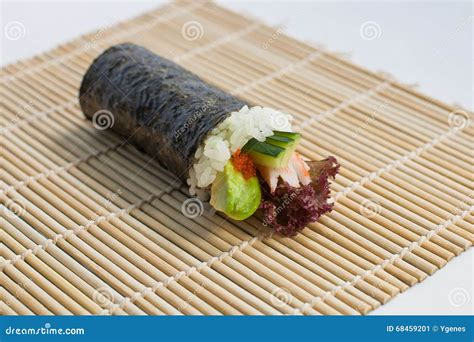 Salmon Roe Avocado Hand Roll Temaki Stock Image - Image of appetizer ...