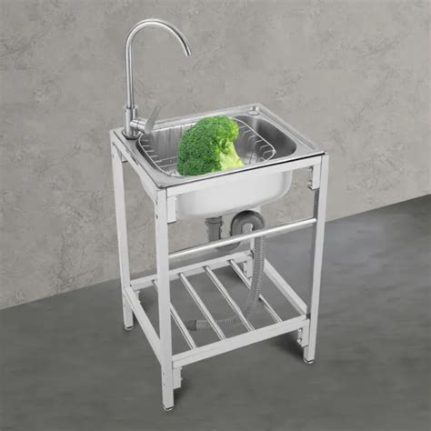 SINGLE BASIN KITCHEN Sink Simple Laundry Sink Stainless Steel+Faucet&Stand NEW $110.00 - PicClick