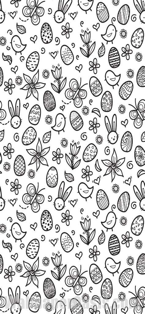 Black and White Easter Doodle iPhone Wallpaper