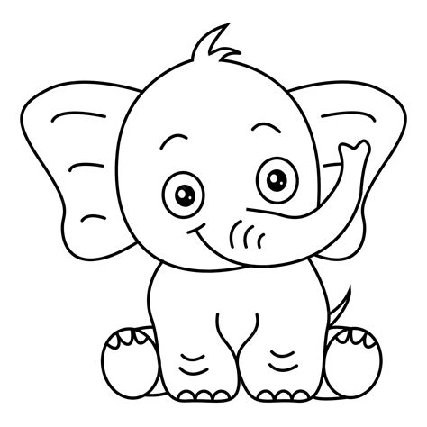 Baby Elephants Clipart Black And White