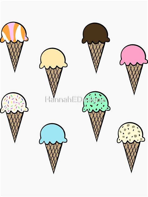 "Ice Cream Cone Sticker Pack" Sticker by HannahEDesigns | Redbubble