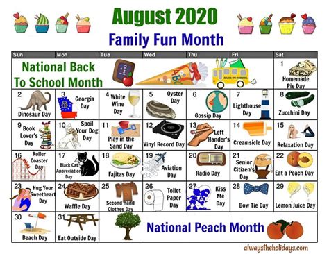 National Food Days 2021 Printable August 2021 | National day calendar ...