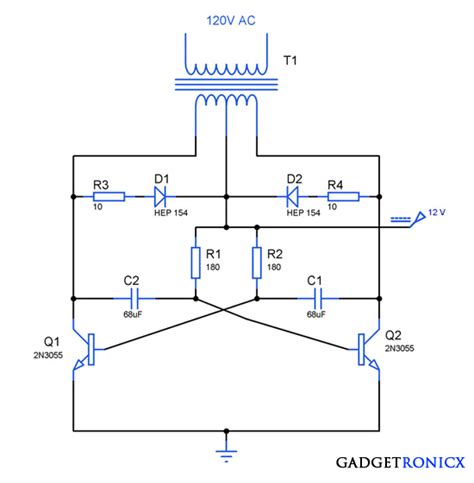 Basic Inverter Circuit using Transistors - Gadgetronicx