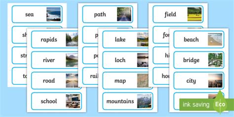 FREE! - Geographical Features Word Cards