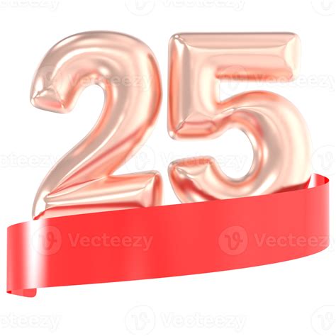Anniversary Balloon 25 Number Gold 3D Rendering 41280711 PNG