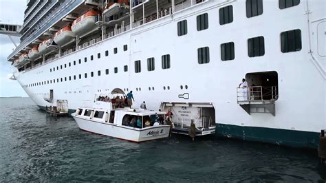 Tender Boat Docking with Cruise Ship Emerald Princess - YouTube