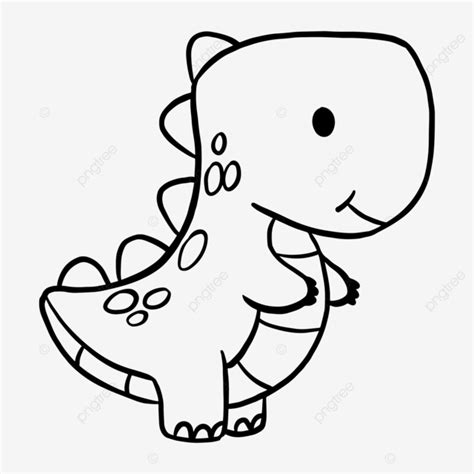 Dinosaur Line Art Cartoon, Dinosaur Clipart, Art Clipart, Cartoon Clipart PNG and Vector with ...